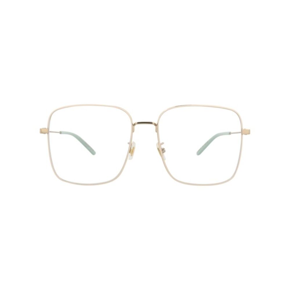Gucci Square-Frame Metal Optical Frames Gold Womens